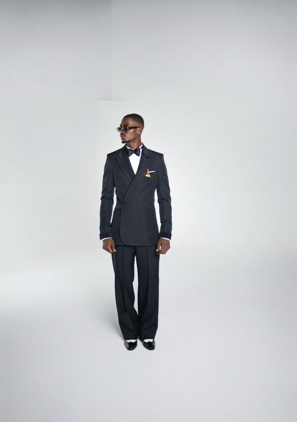 Single Button Double Breasted Jet Black Suit